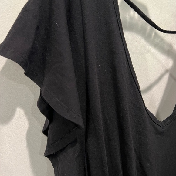 Anthropologie Daily Practice Black V-Neck Tiered Ruffle Dress Tie Waist Sz XS - Picture 6 of 15